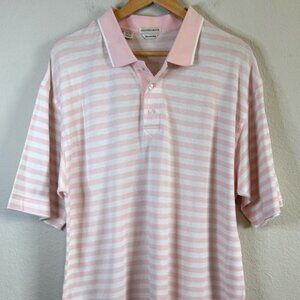 Cutter & Buck Pink White Striped Mercerized Cotton Polo Shirt Sleeve Shirt Sz XL